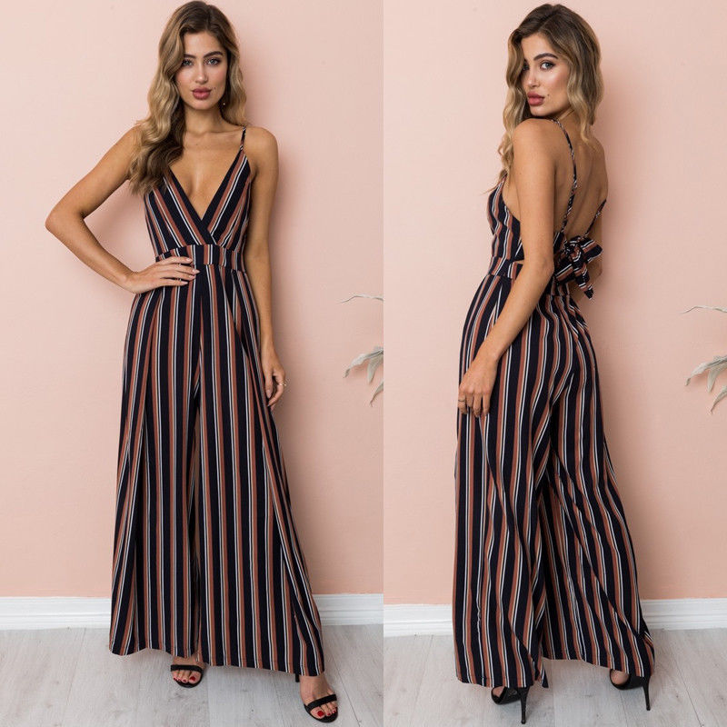 Cute Sleeveless Striped Summer Jumpsuit – Miggon