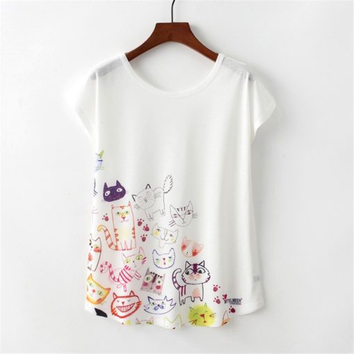 Summer Novelty Women Cute Style  Cat Print T-shirtTopsHTB1NCaAbkSWBuNjSszdq6zeSpXal