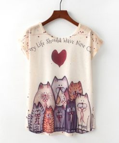 Summer Novelty Women Cute Style  Cat Print T-shirtTopsHTB1YsdcjtfJ8KJjy0Feq6xKEXXaU