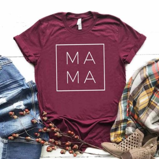 Mama Square Women T-ShirtsTopsBurgundy