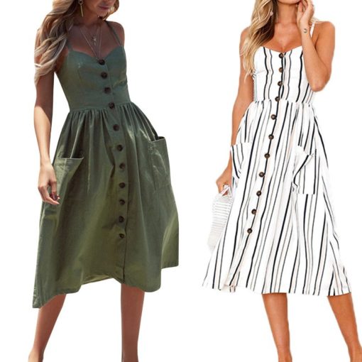 Casual Vintage Summer Dress 2020 – Army Greencover-dress