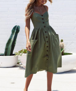 Casual Vintage Summer Dress 2020 – Army Greengreen