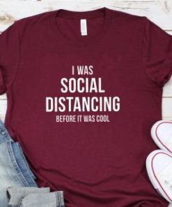 I Was Social Distancing Women’s T-ShirtTopsBurgundy-1