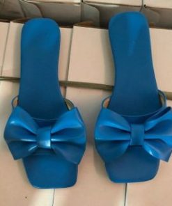 Solid Butterfly SlippersShoesblue-12