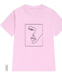 Face Abstract Simple Women T-ShirtTopspink-3