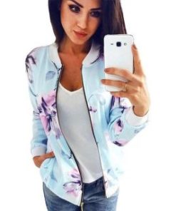 Plus Size Bomber JacketTopssky-blue