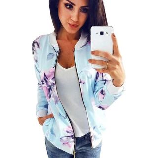 Plus Size Bomber JacketTopssky-blue