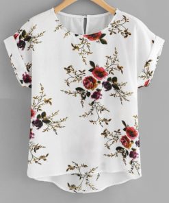 Floral Print Pullover Blouse – Whitewhite-1