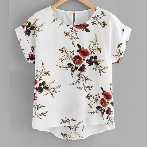 Floral Print Pullover Blouse – Whitewhite-1