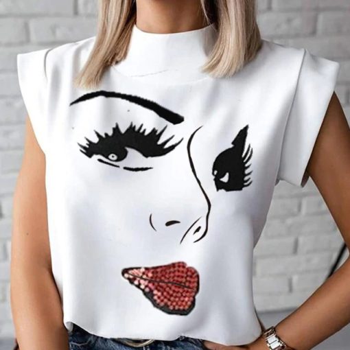 Women Elegant Lip Print blouseTops1-27