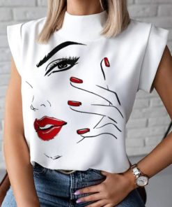 Women Elegant Lip Print blouseTops2-30