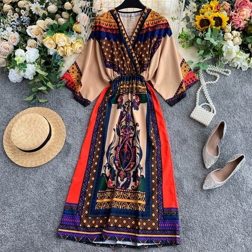 Holiday ethnic print dressDresses2019-new-fashion-women-s-dress