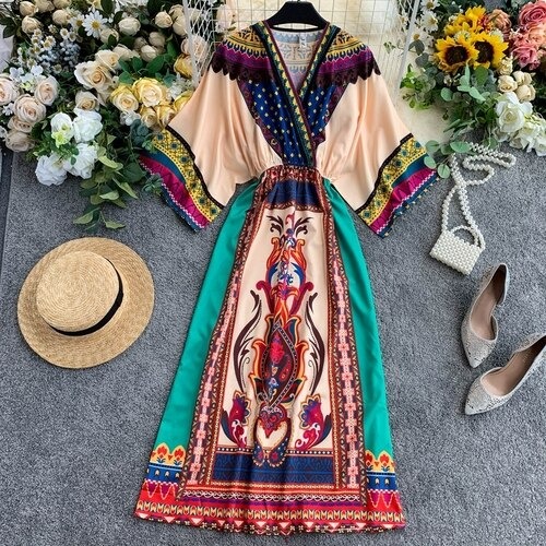 Holiday ethnic print dressDresses2019-new-fashion-women-s-dresses