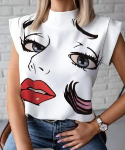 Women Elegant Lip Print blouseTops4-29