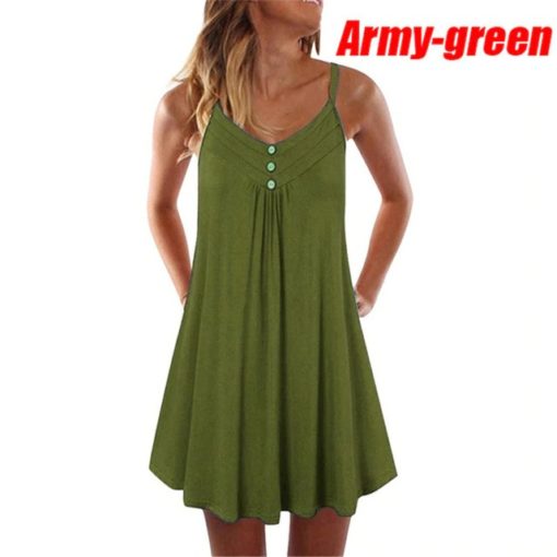 Casual Mini Summer DressDressesARMY-GREEN-1