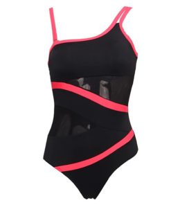 One Shoulder One Piece SwimsuitSwimwearsRED-1