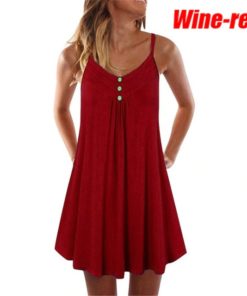 Casual Mini Summer DressDressesWINE-RED