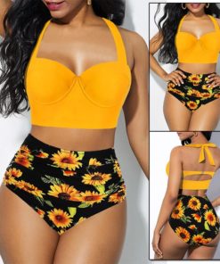 Sunflower Print SwimsuitSwimwearsWomen-Fashion-Sunflower-Print-Sl
