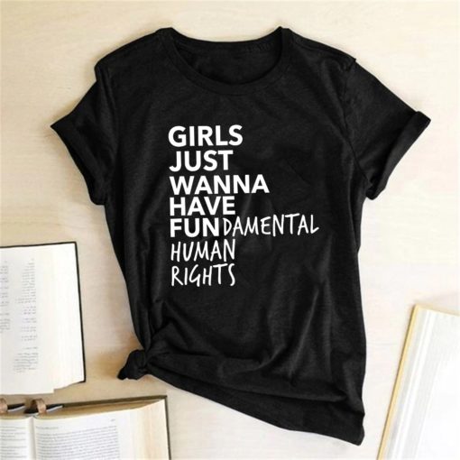 Girls Just Wanna Have Fundamental Human Rights T ShirtsTopsblack-17