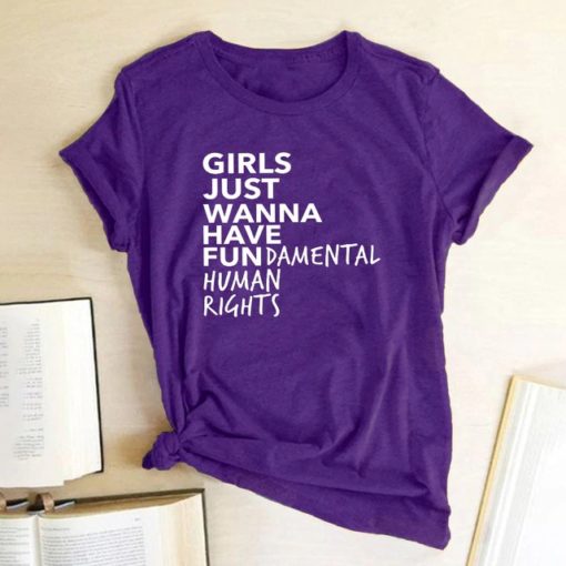 Girls Just Wanna Have Fundamental Human Rights T ShirtsTopspurple-2