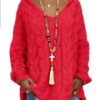 Plus Size Pullover Knitted Warm SweaterDresses1-14
