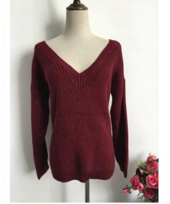 Stunning Backless V-Neck SweaterDresses1-16