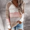 2020 Autumn Patchwork Hooded SweaterTops1-5