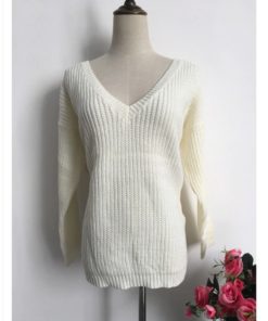 Stunning Backless V-Neck SweaterDresses2-17
