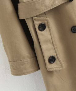 Solid Color Double Breasted CoatTops2-3