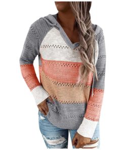 2020 Autumn Patchwork Hooded SweaterTops2-5