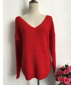 Stunning Backless V-Neck SweaterDresses3-16
