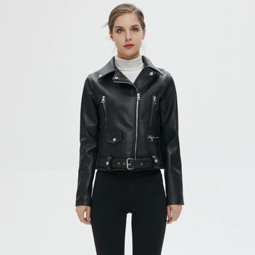 New Autumn Winter Black Leather JacketDresses3-18