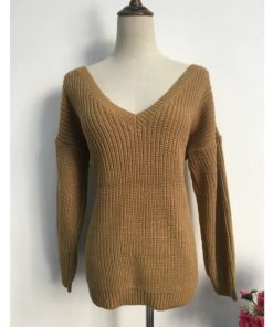 Stunning Backless V-Neck SweaterDresses4-13
