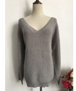 Stunning Backless V-Neck SweaterDresses5-8