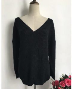 Stunning Backless V-Neck SweaterDresses6-5