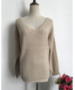 Stunning Backless V-Neck SweaterDresses7-5