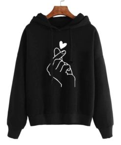 Love Printed Casual Sweatshirt , HoodieDressesBLACK-22