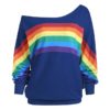 New Style Rainbow Print SweatshirtDressesBLUE-20