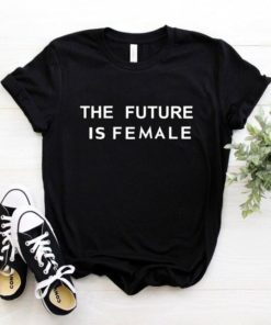The Future Is Female Print T ShirtTopsBlack-13