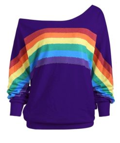 New Style Rainbow Print SweatshirtDressesPURPLE-5