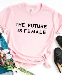 The Future Is Female Print T ShirtTopsPink-2
