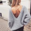 Stunning Backless V-Neck SweaterDressesRugod-2020-New-Sexy-Backless-V-n