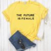 The Future Is Female Print T ShirtTopsYellow-5