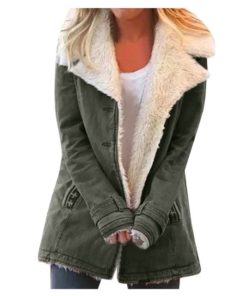 Ladies Winter Solid Color Stunning Warm CoatTopsarmy-green-2