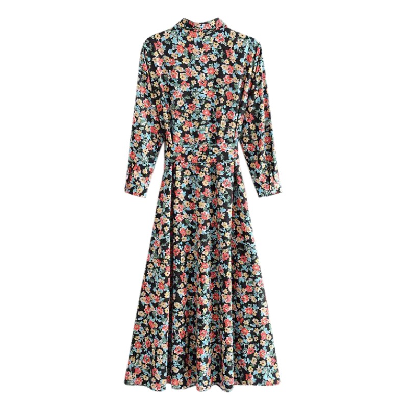 Vintage Turn Down Collar Floral Dress – Miggon