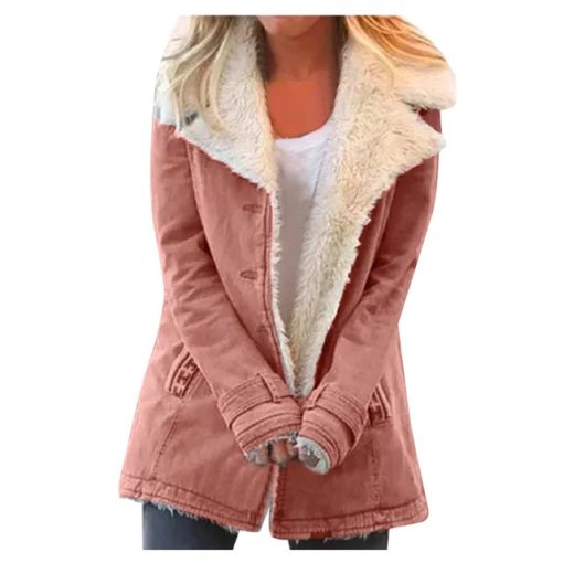 Ladies Winter Solid Color Stunning Warm CoatTopspink