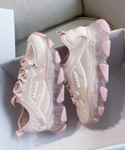 2020 Fashion Lace Up Chunky SneakerBootspink-9