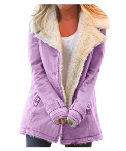 Ladies Winter Solid Color Stunning Warm CoatTopspurple