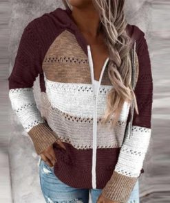 Zipper Knitted Patchwork Pullover SweaterDresses10-1