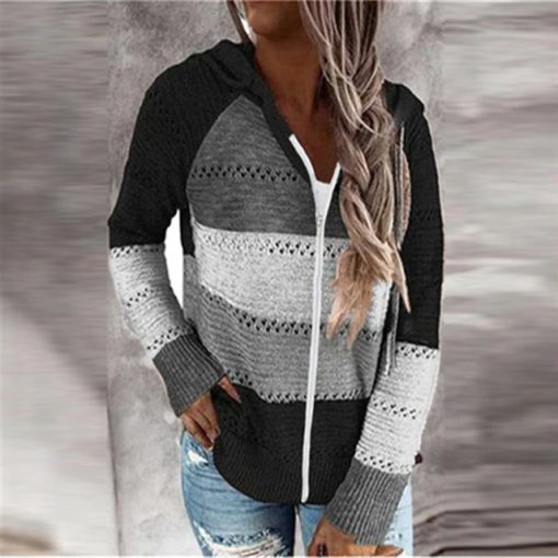 Zipper Knitted Patchwork Pullover SweaterDresses2-10